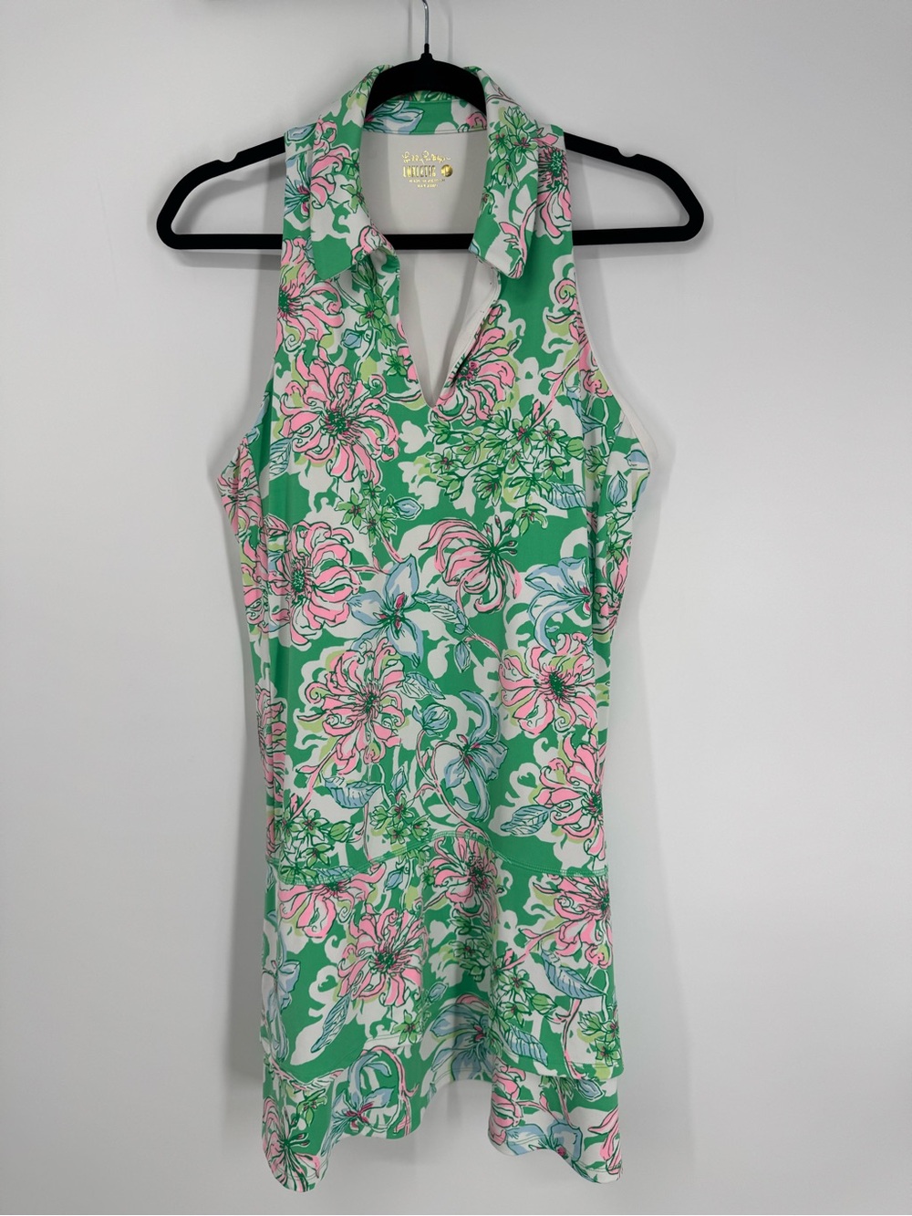 Lilly Pulitzer UPF50+ Lluxletic Dania Dress Green Floral Sleeveless Resort Sz L - Picture 5 of 14